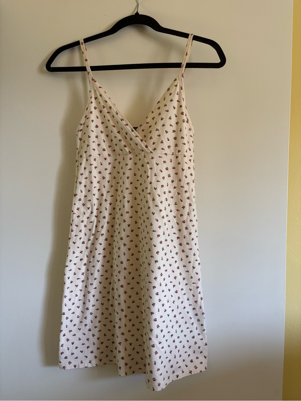 Brandy Melville Cream Slip Dress with Small Red Floral Print